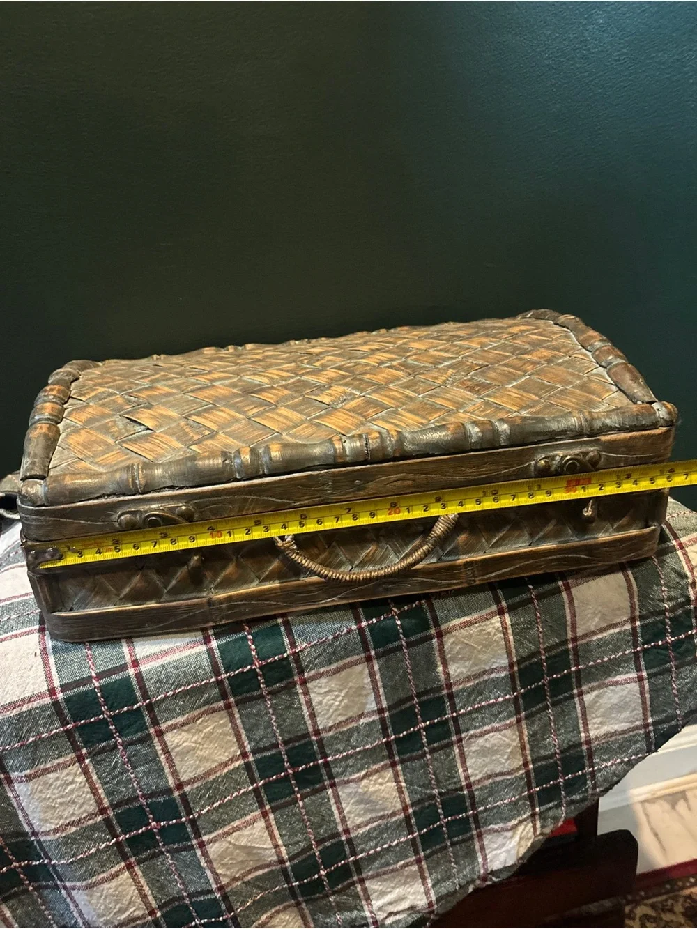 Woven Rattan Vintage Decorative Storage Box - Brown with Patina